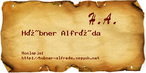 Hübner Alfréda névjegykártya